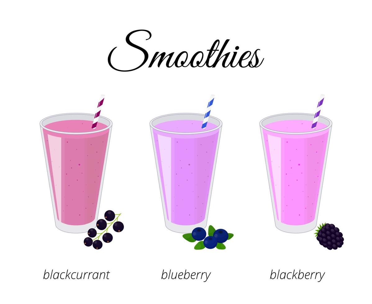 Cartoon smoothies in glass. vector