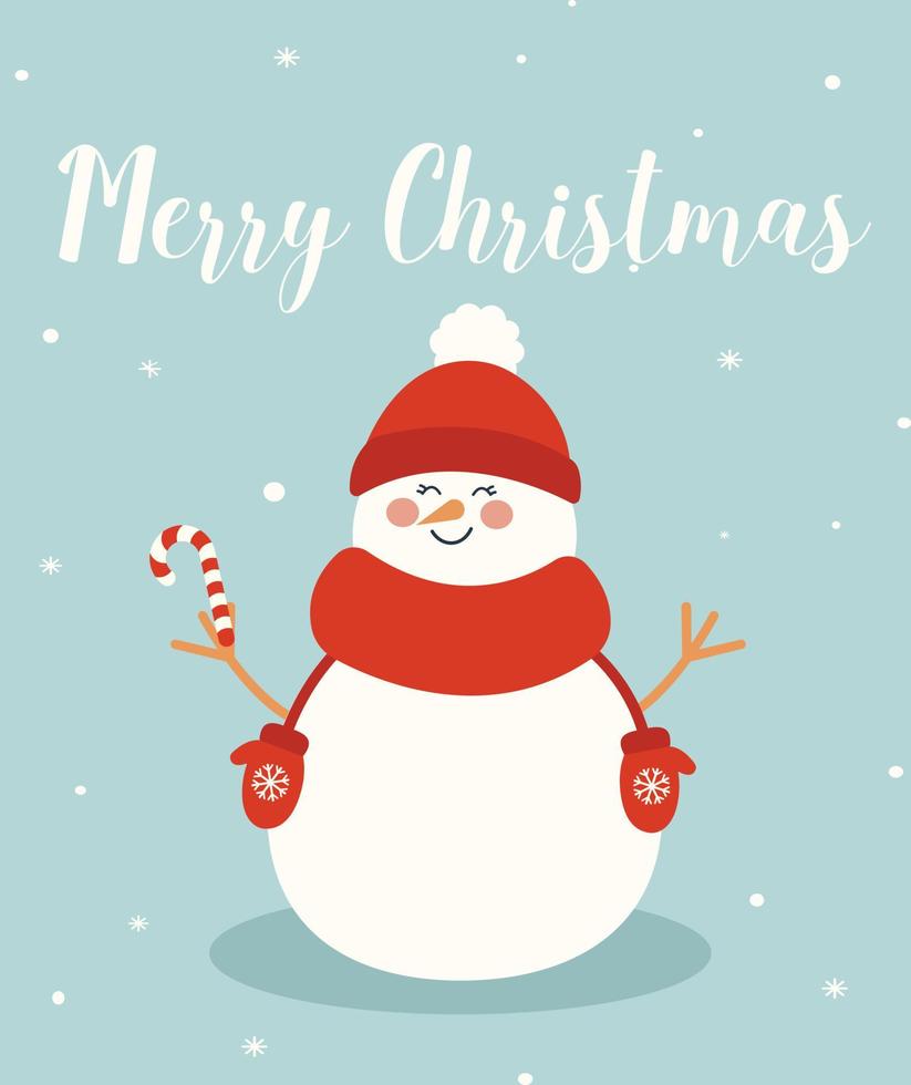 Christmas 2023 greeting card with snowman vector