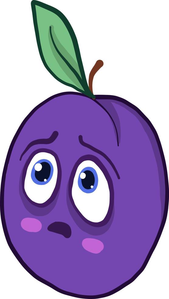 Sad plum, illustration, vector on white background