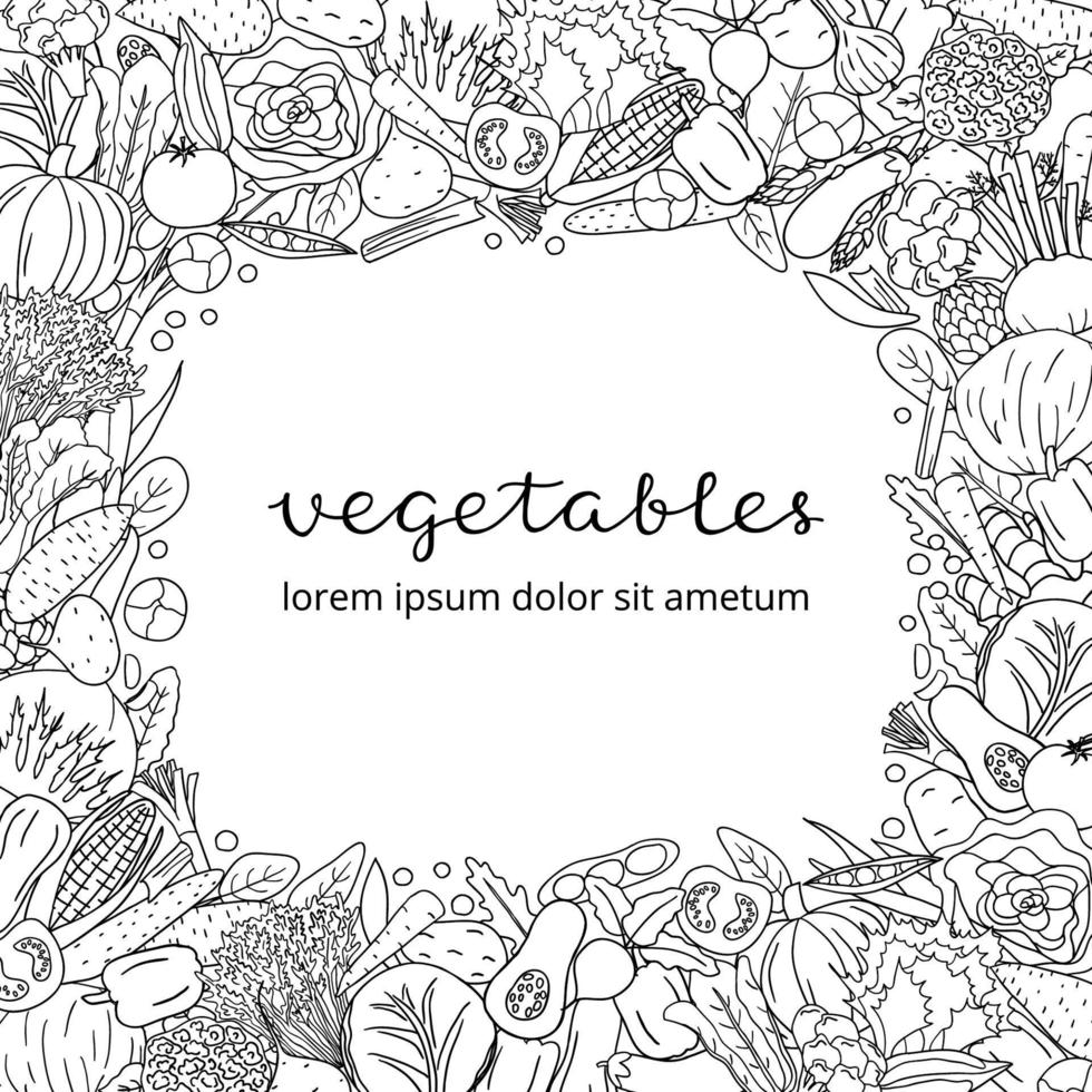 Background with hand drawn vegetables. vector