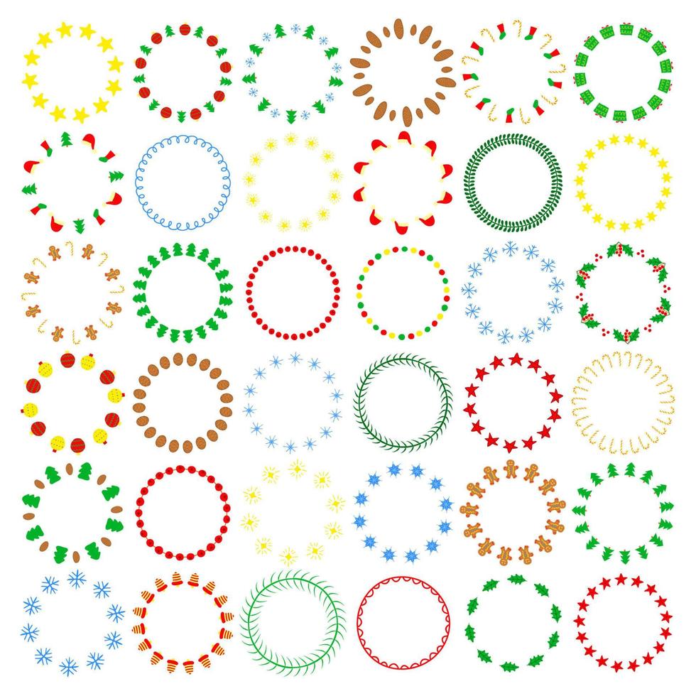 Set of different hand drawn Christmas wreaths. vector