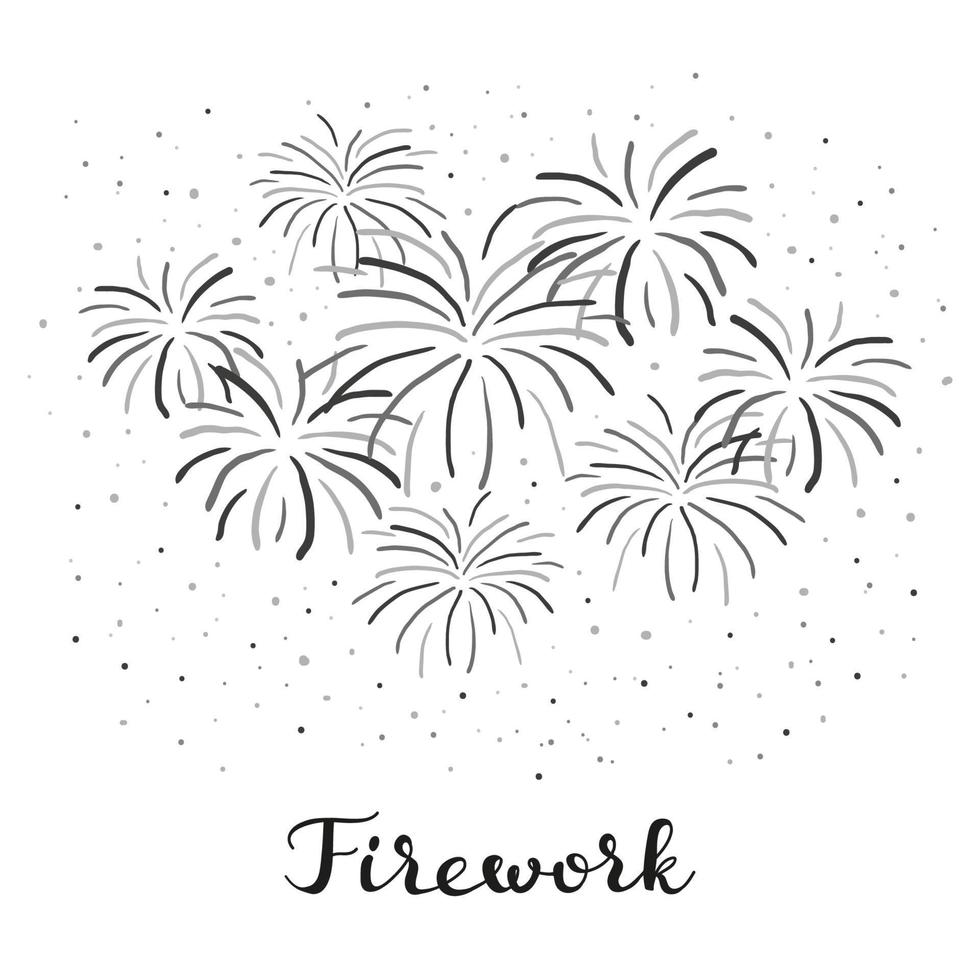 Composition of doodle fireworks. vector