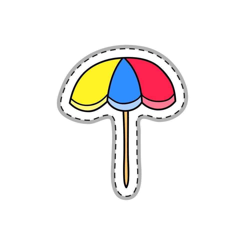 Beach parasol sticker. vector