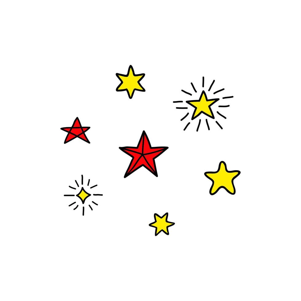 Group of doodle abstract stars. vector