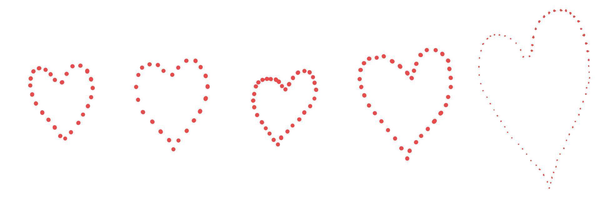 Set of hand draw hearts from dots. Vector illustration