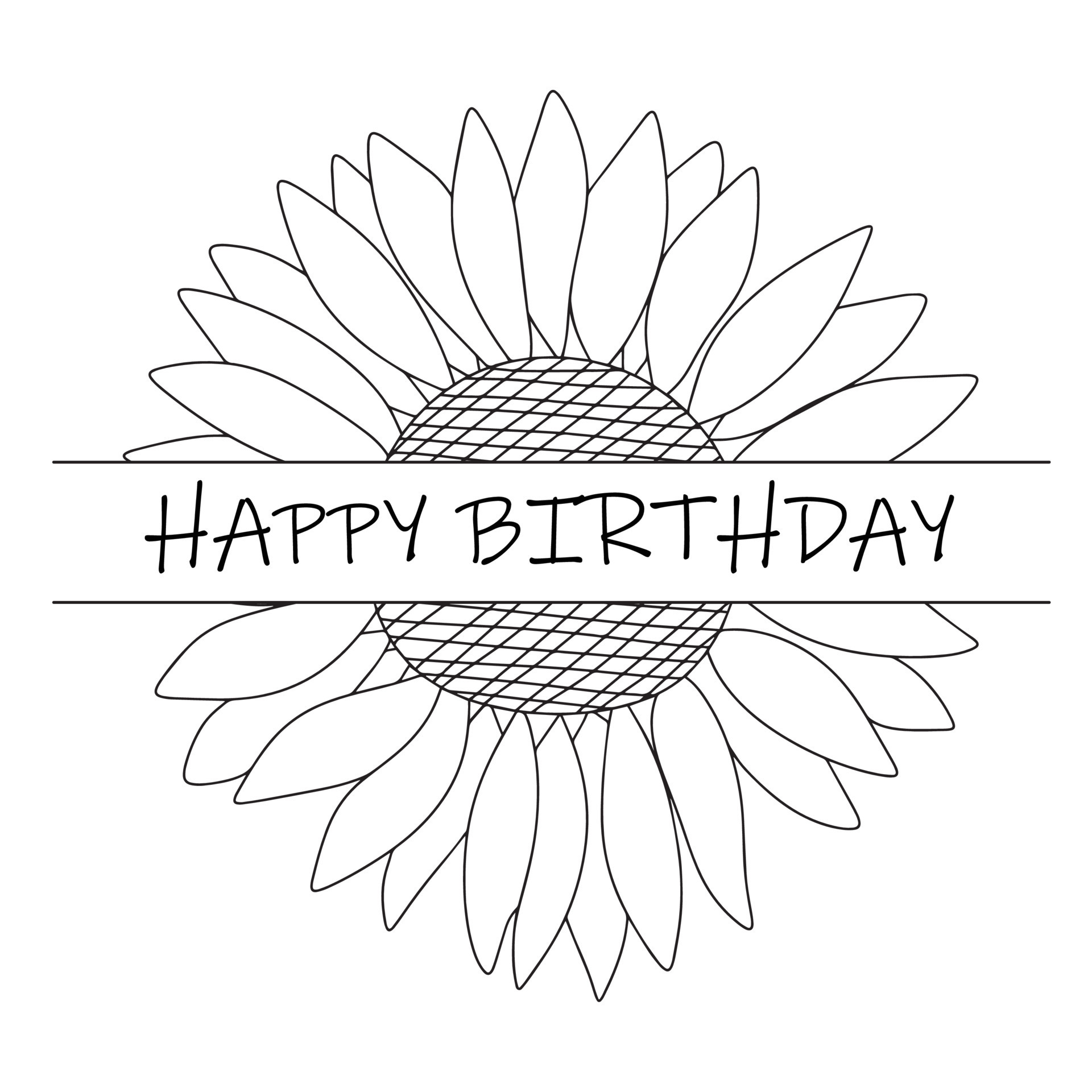 Happy Birthday frame from flower. Hand draw doodle vector illustration