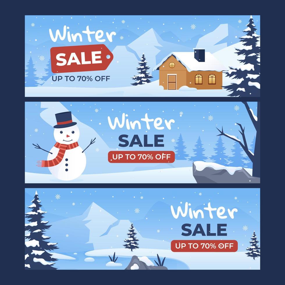 Hand drawn winter sale banner collection vector