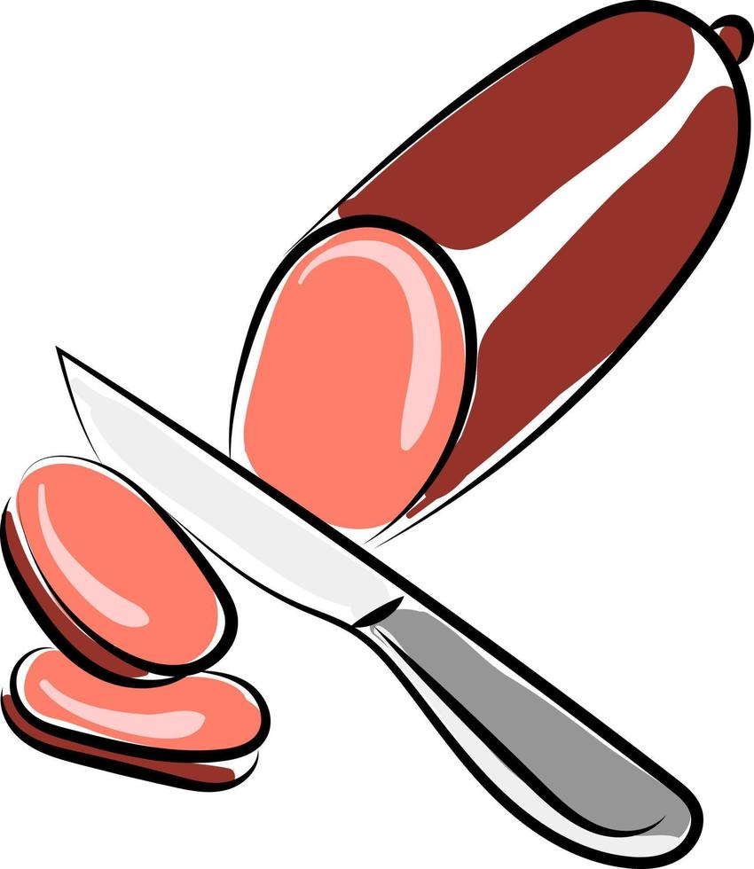 Sausage, illustration, vector on white background.