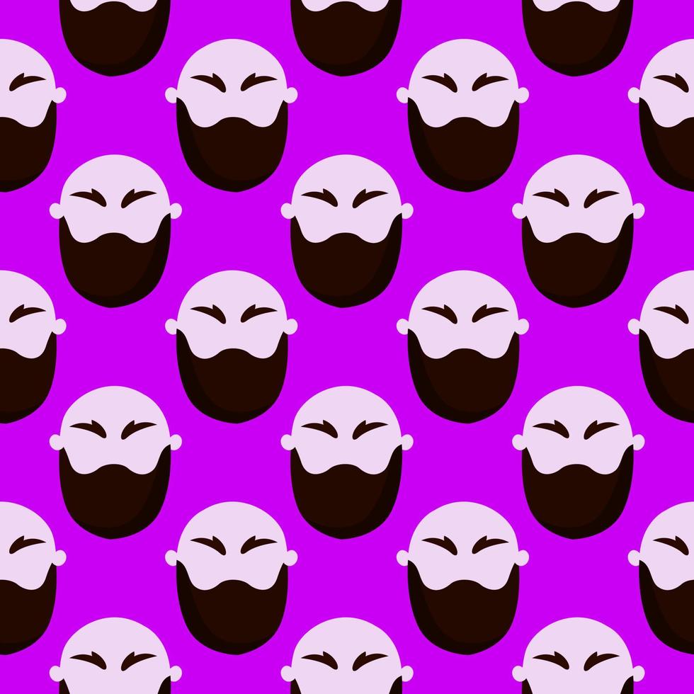 Man with beard , seamless pattern on a purple background. vector