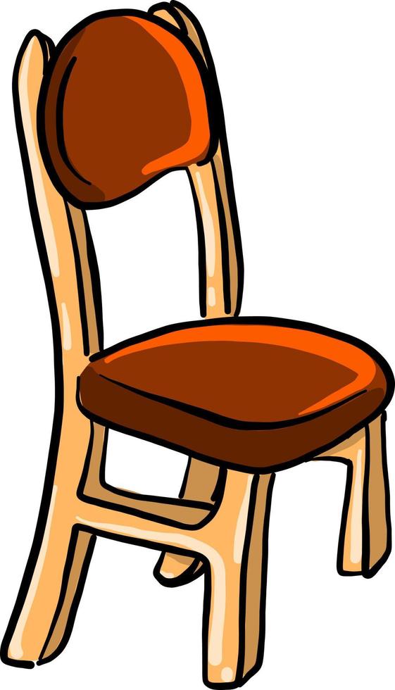 Wooden kitchen chair, illustration, vector on white background