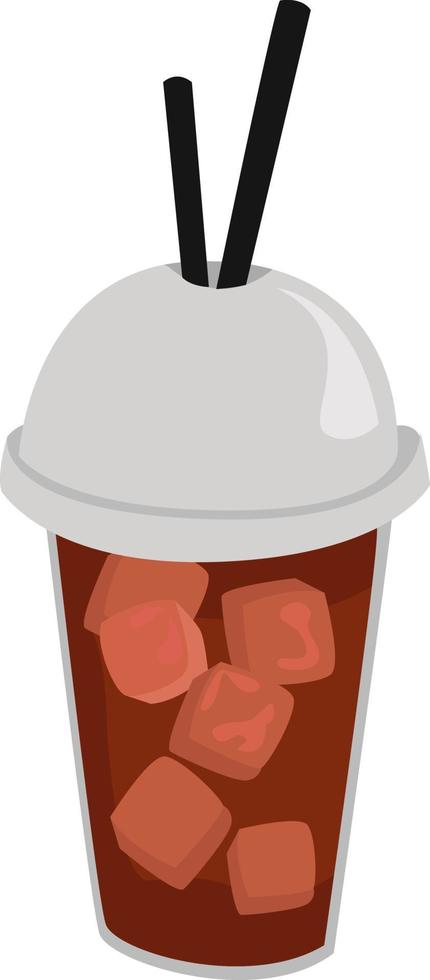 Ice coffee, illustration, vector on white background