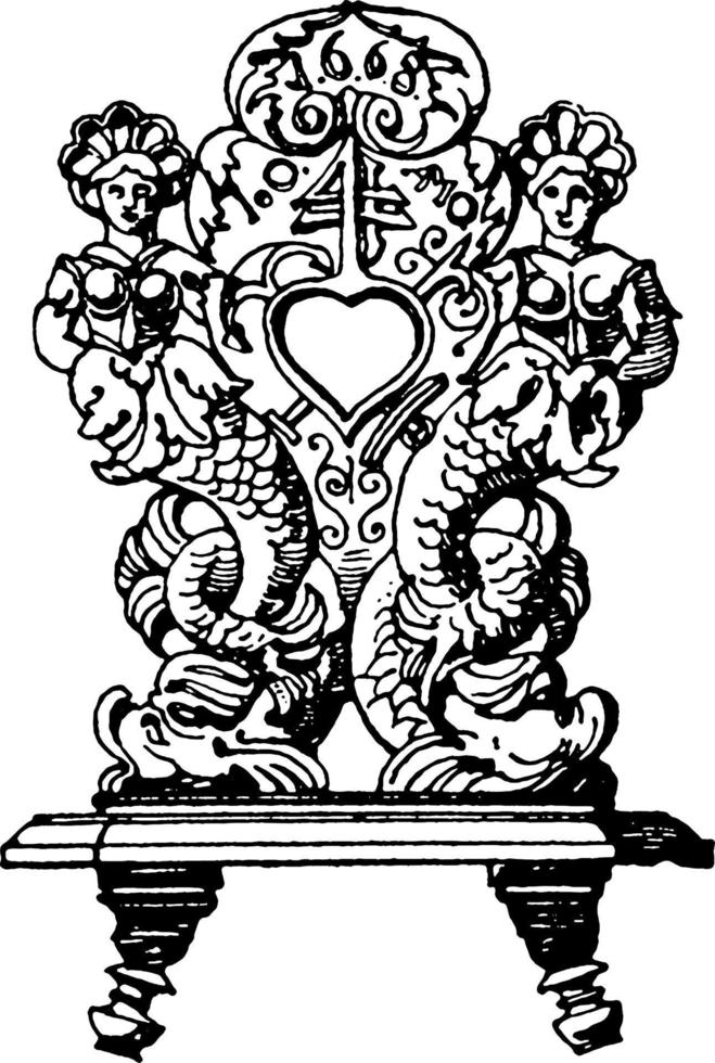 German 17th Century Chair, vintage illustration. vector