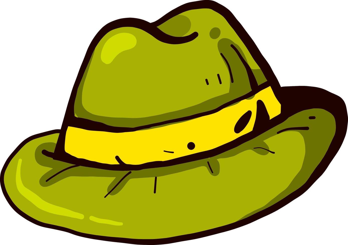 Old green hat, illustration, vector on a white background.