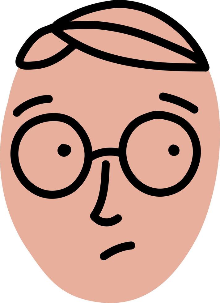 Boy with glasses, illustration, vector on a white background.