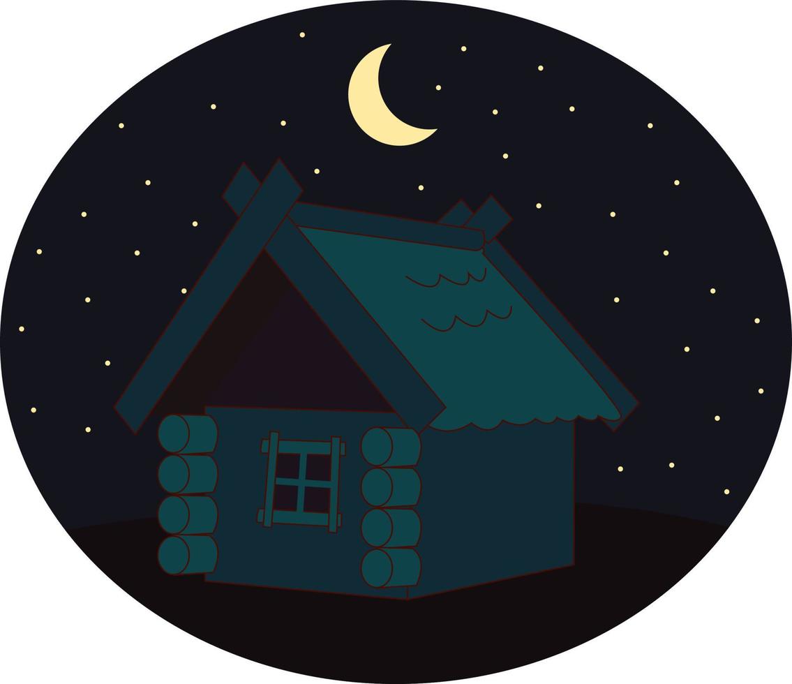 House in night, illustration, vector on white background.