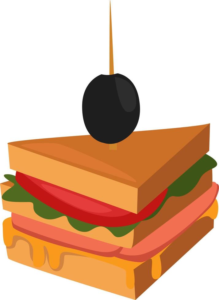 Small triangle sandwich, illustration, vector on a white background.