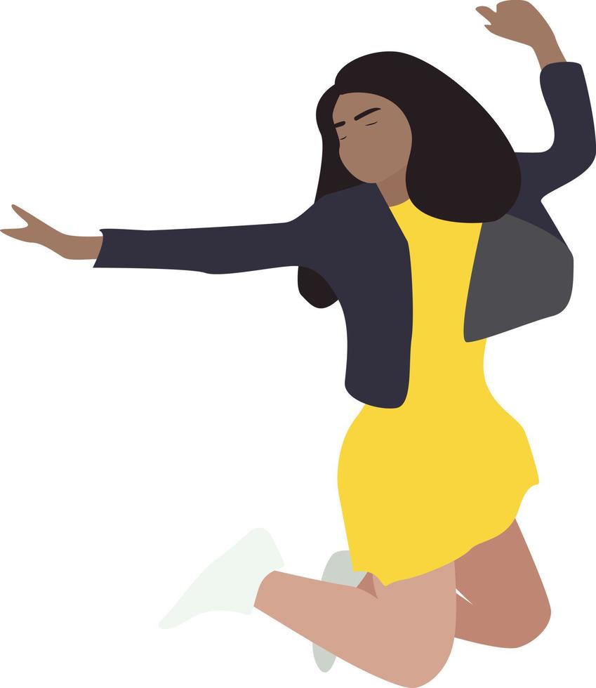 Happy girl, illustration, vector on white background.
