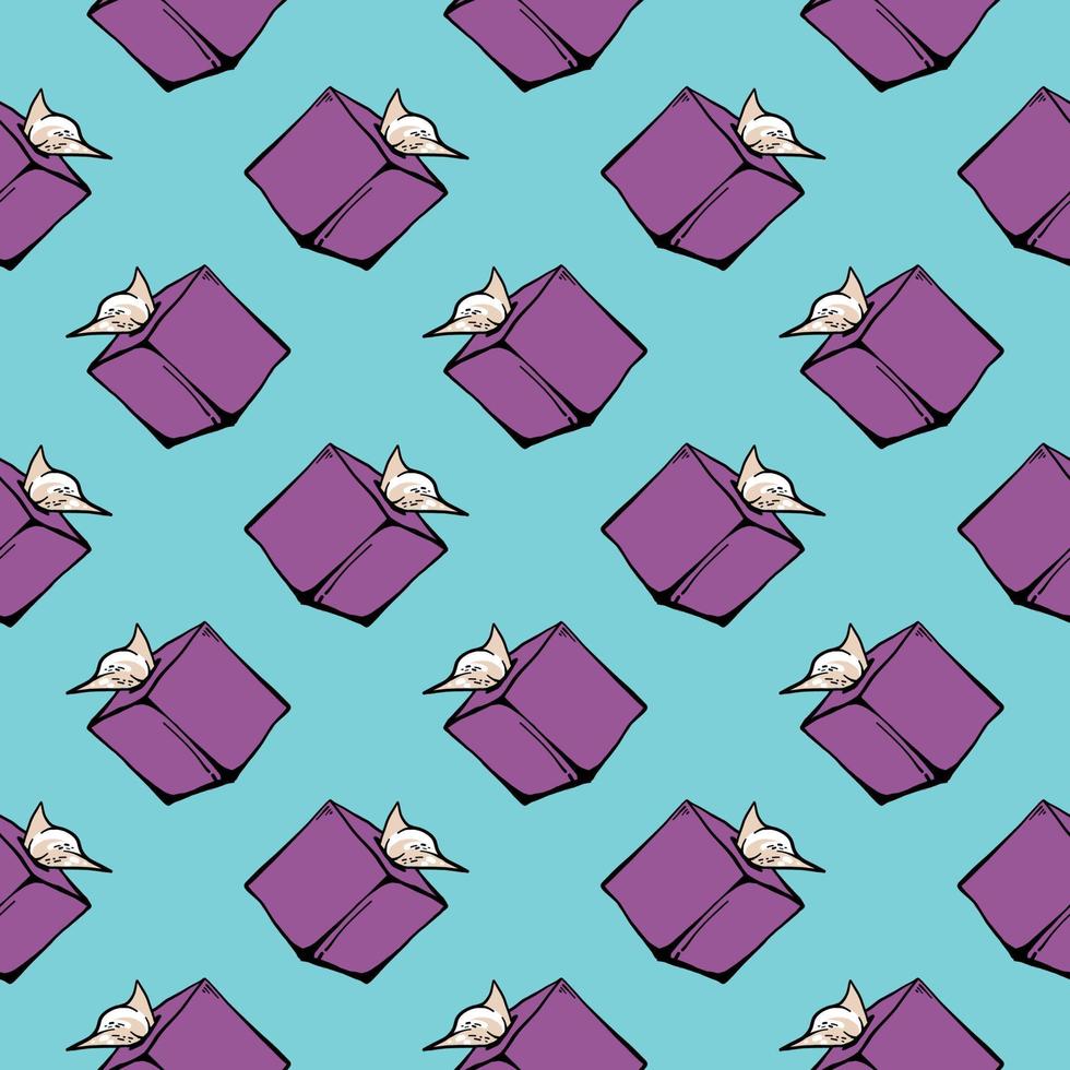 Purple tissue box ,seamless pattern on light blue background. vector