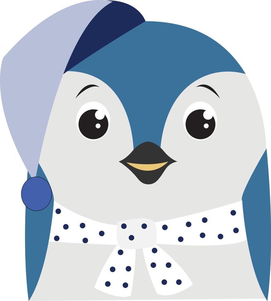 Blue penguin, illustration, vector on white background.