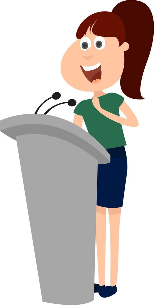 Public speaker, illustration, vector on white background.