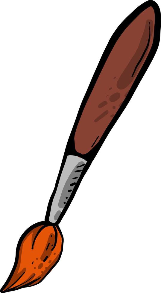 Wooden paint brush, illustration, vector on white background