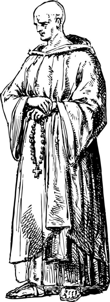 Cistercian Monk vintage illustration. vector