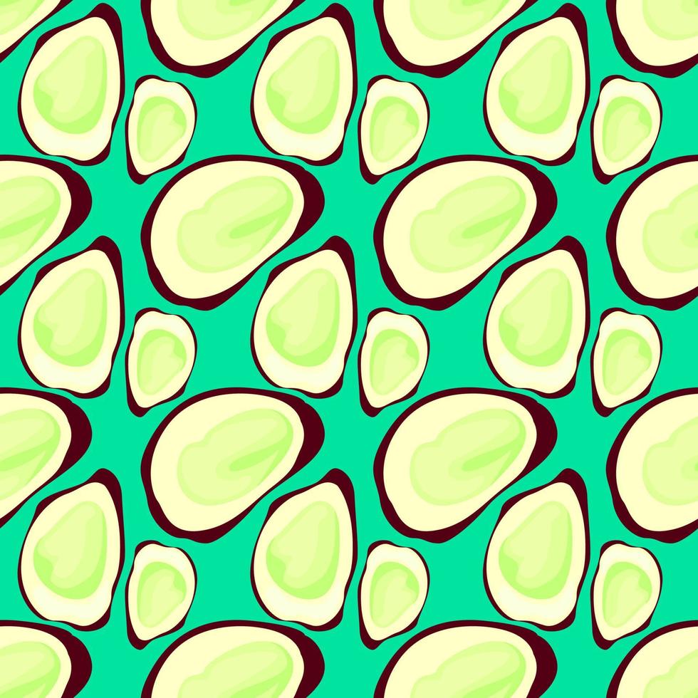 Ostreidae pattern, seamless pattern on green background. vector