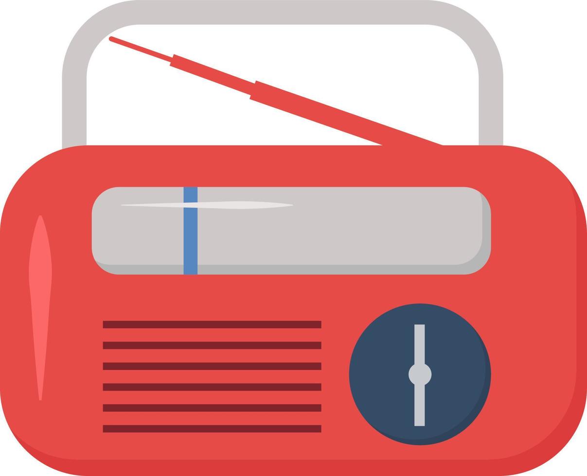 Red radio, illustration, vector on white background.