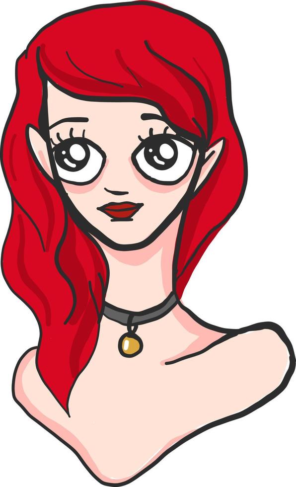 Girl with red hair, illustration, vector on white background