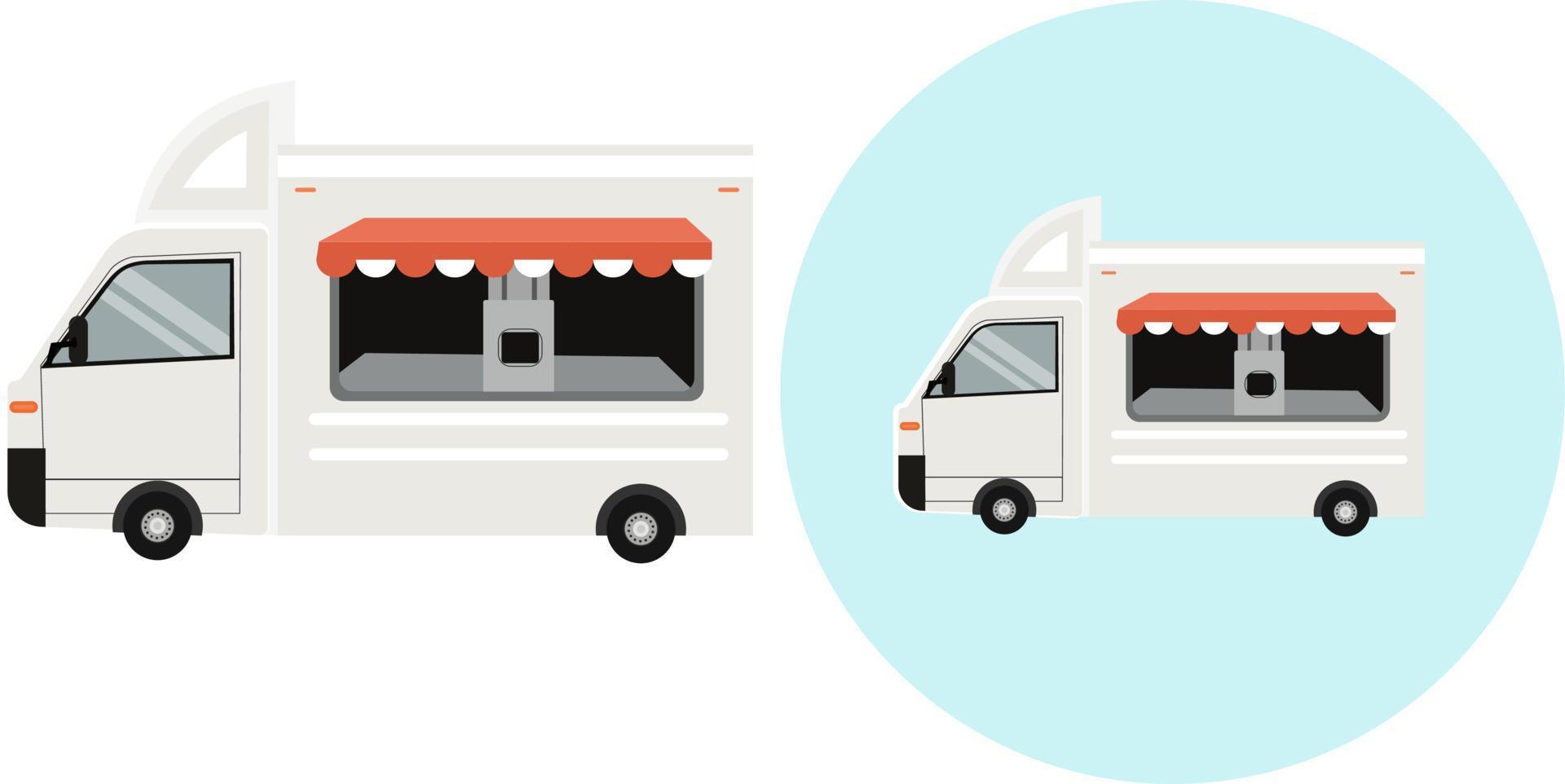 camión de comida, ilustración, vector sobre fondo blanco.