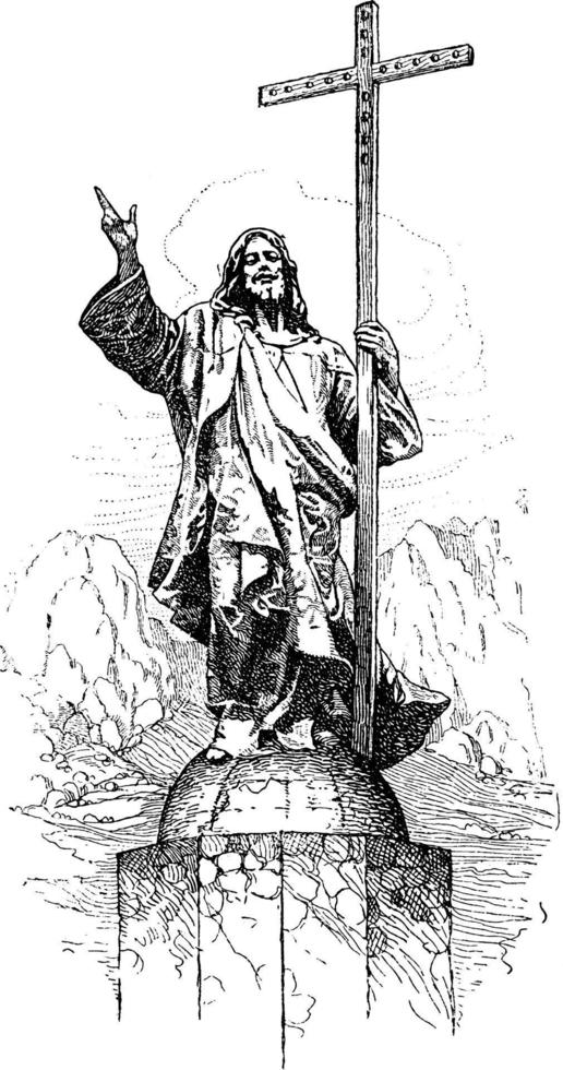 The Christ of the Andes, vintage illustration. vector