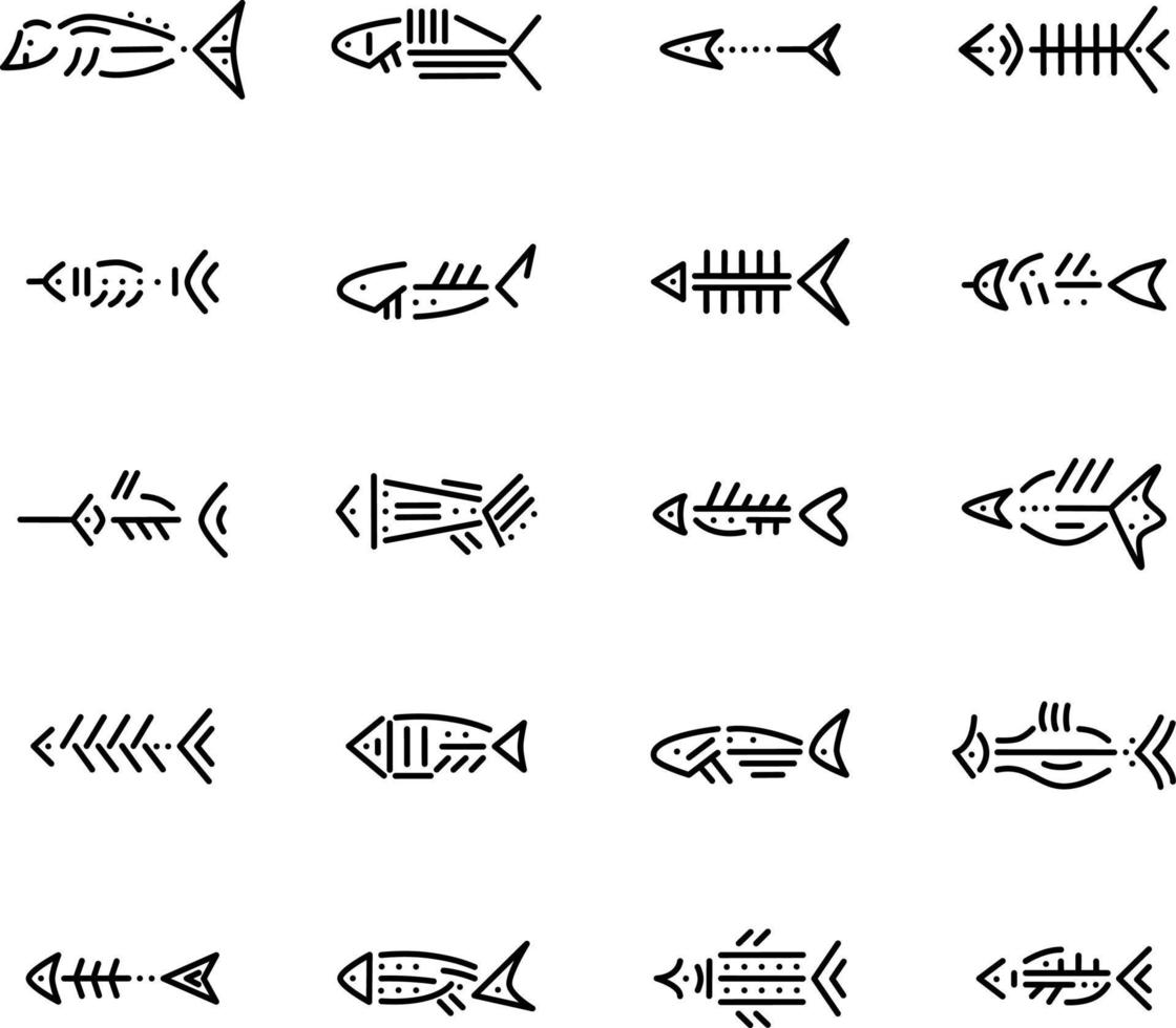 Lined fishes, illustration, vector on a white background.
