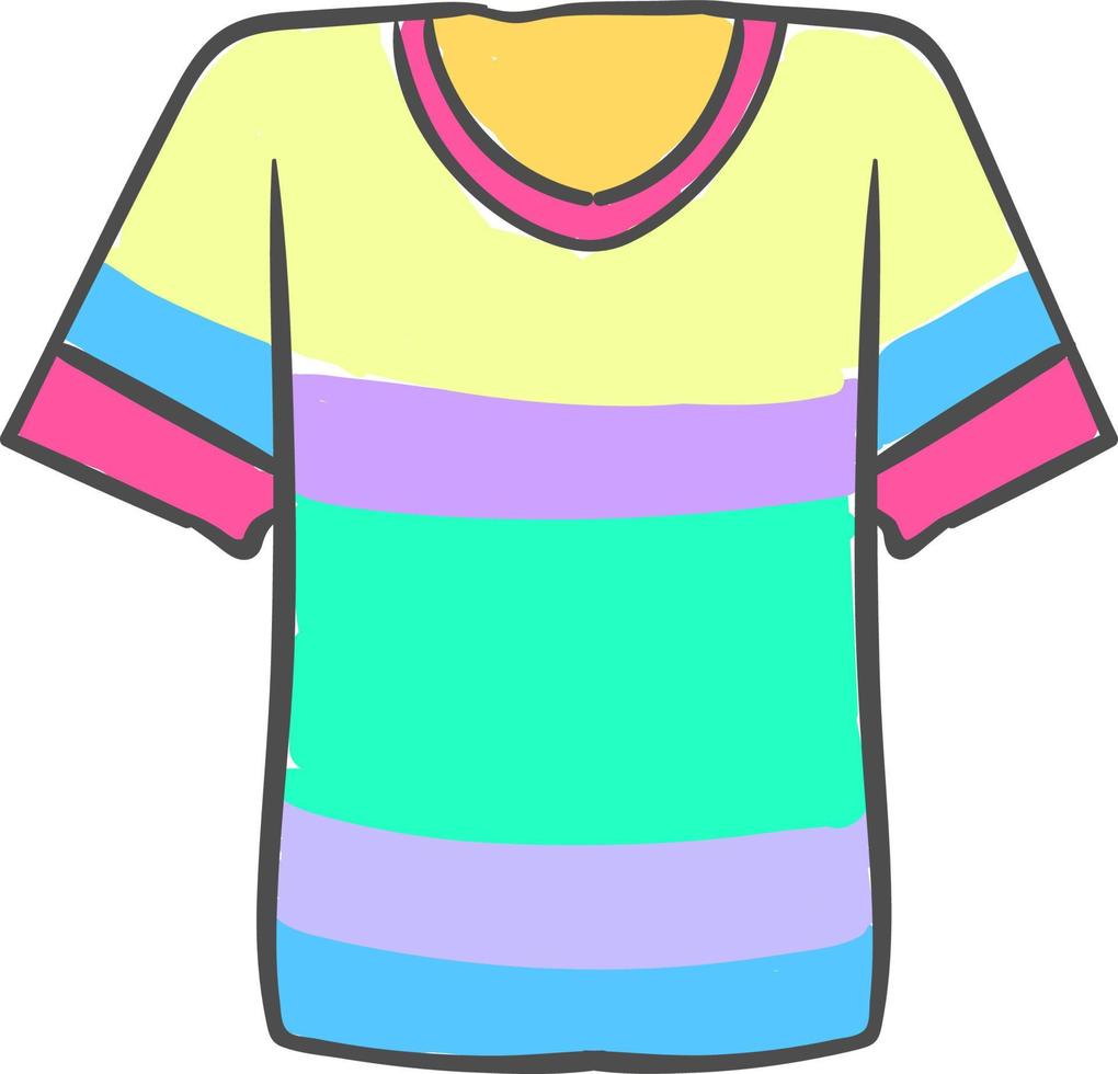 Camiseta hombre multicolor, ilustración, vector sobre fondo blanco.