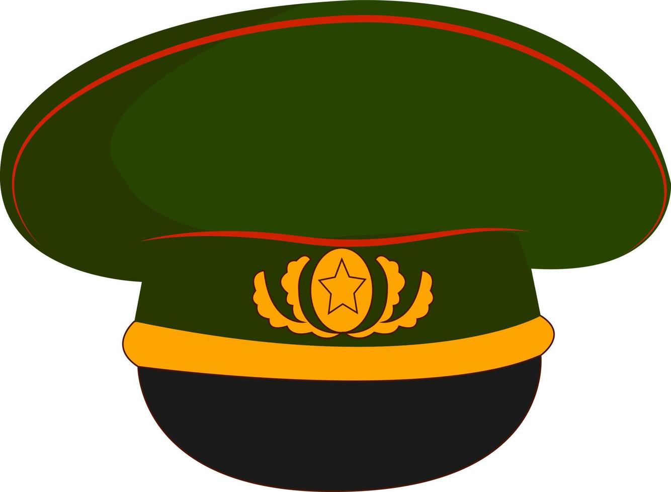 Military hat, illustration, vector on white background.