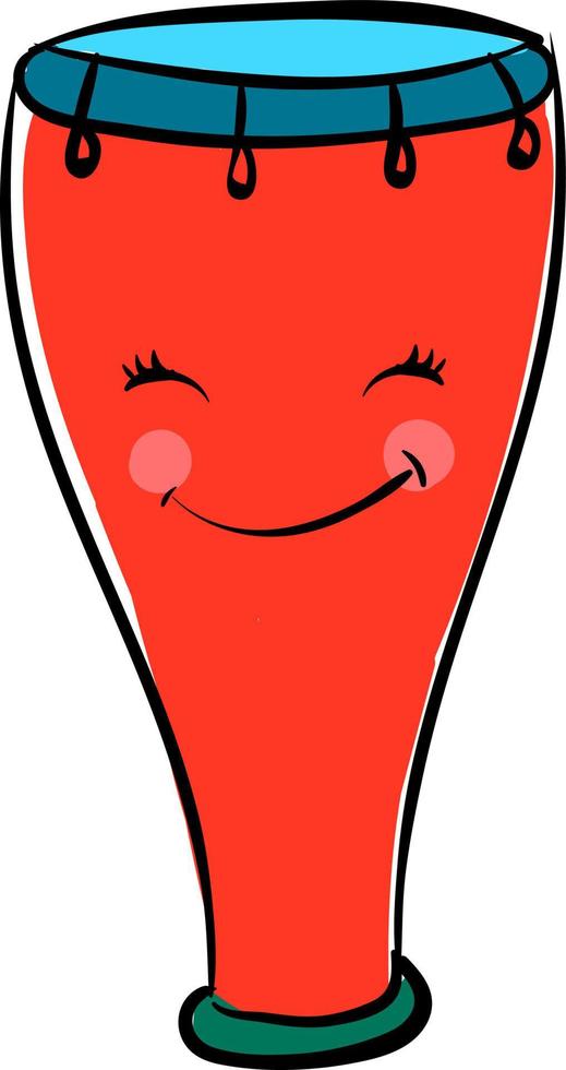 Red smiling conga, illustration, vector on white background.