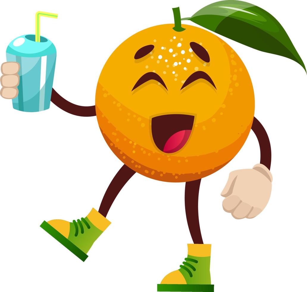 Orange with water, illustration, vector on white background.