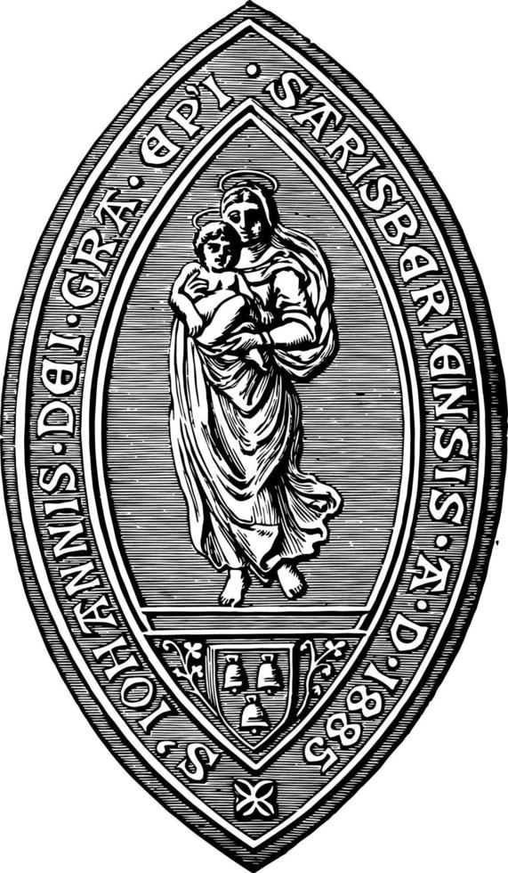 The seal of the Bishop of Salisbury. vintage illustration vector