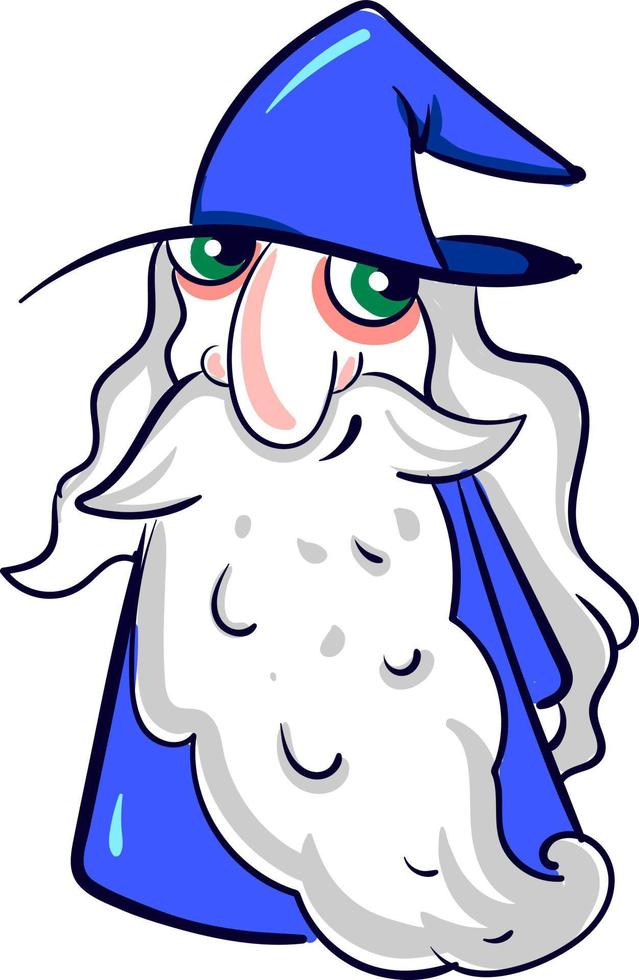 Happy old wizard, illustration, vector on white background