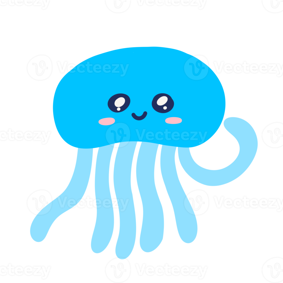 Cute blue jellyfish illustration for kids design png