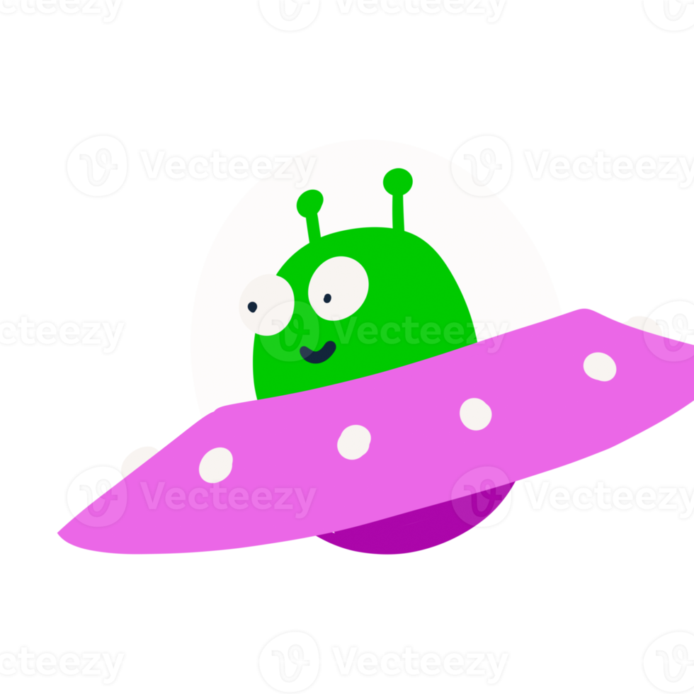 Cute ufo space ship illustration design isolated background png