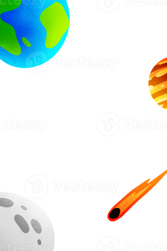 ilustração de galáxia e meteoro para design de moldura png