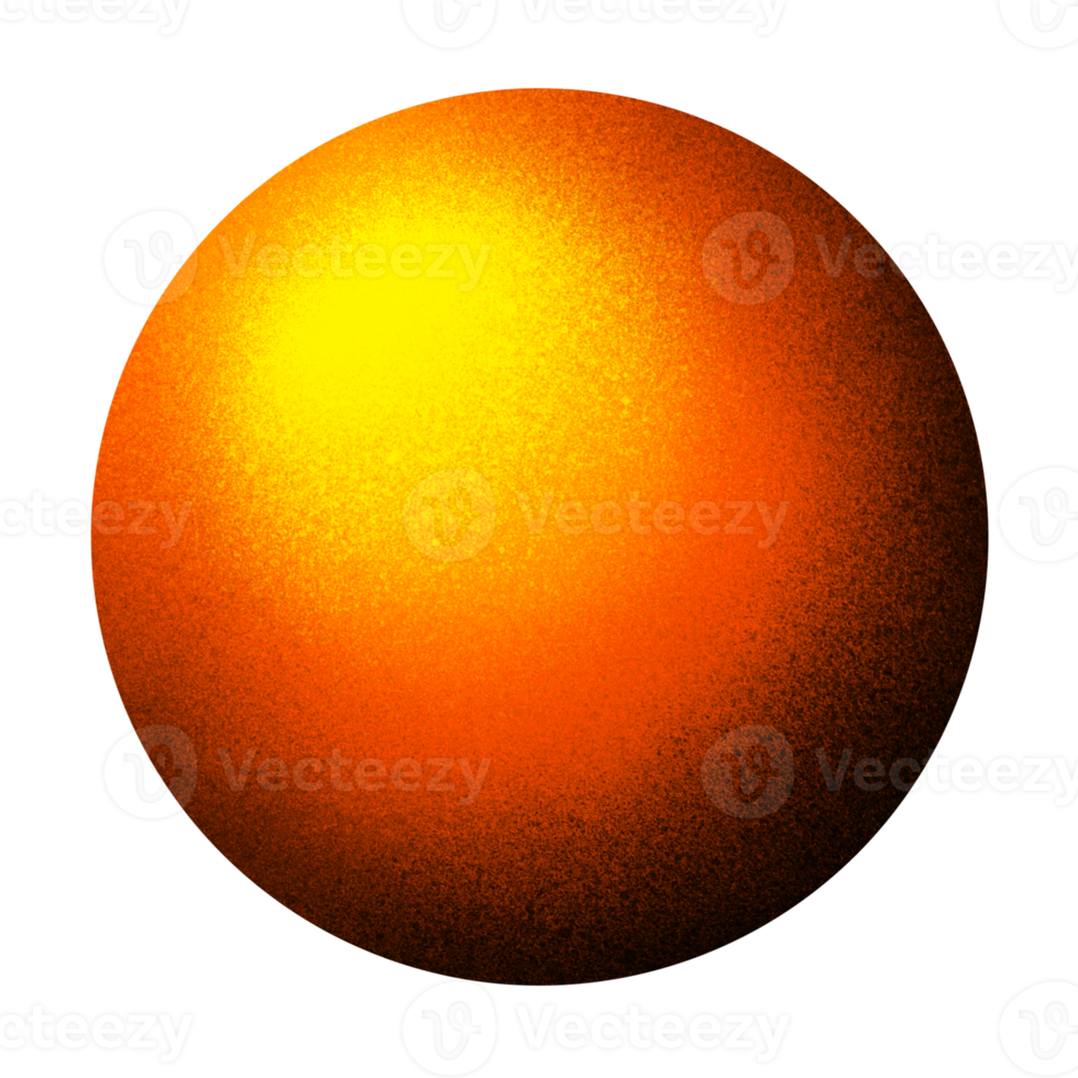 Round shape in grain texture and color gradient for ornament and design elements png