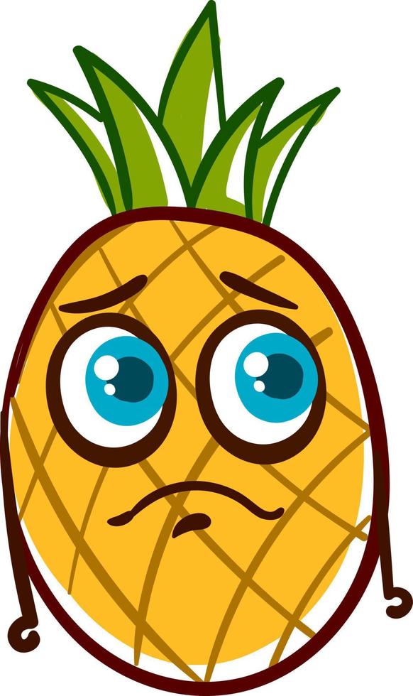 Sad pineapple, illustration, vector on white background