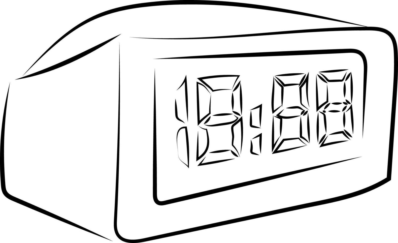 Dibujo de reloj eléctrico, ilustración, vector sobre fondo blanco.