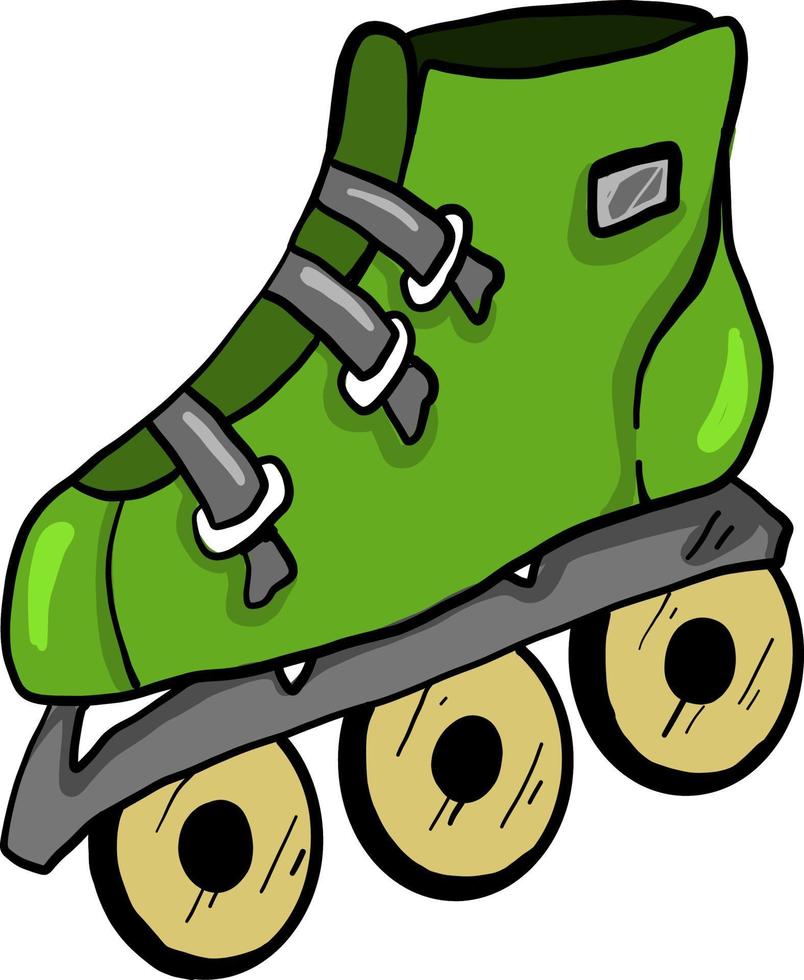 Green roller skates , illustration, vector on white background