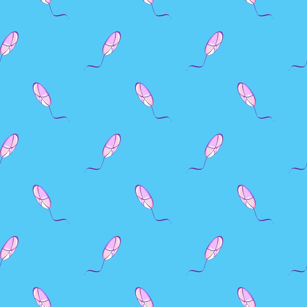 Sperm like balloon , seamless pattern on a blue background. vector