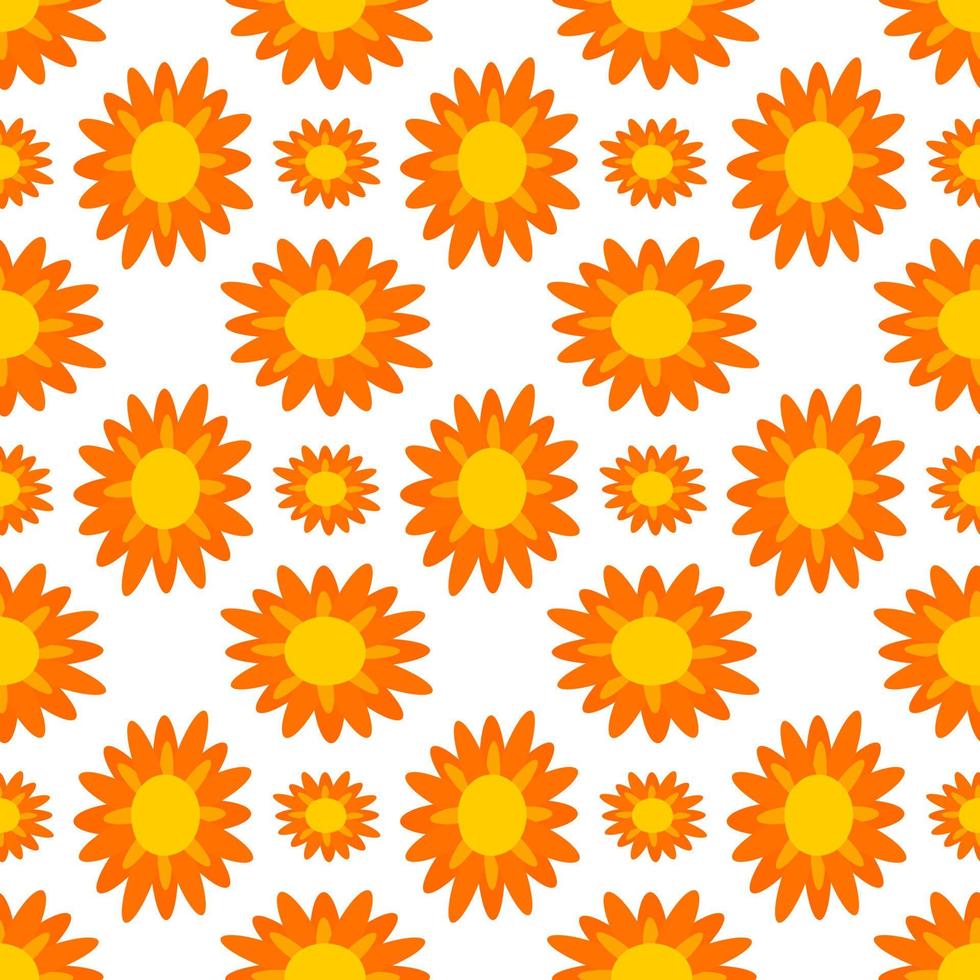 Flowers like sun,seamless pattern on white background. vector