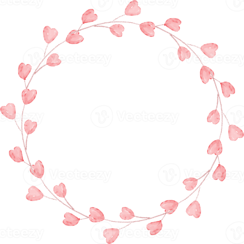 coleção de guirlanda de coração em aquarela para dia dos namorados png