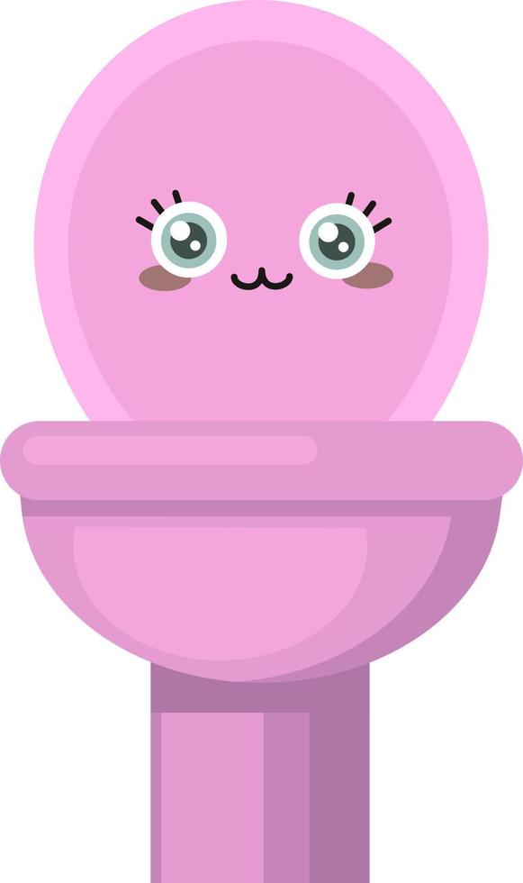 Pink toilet, illustration, vector on white background