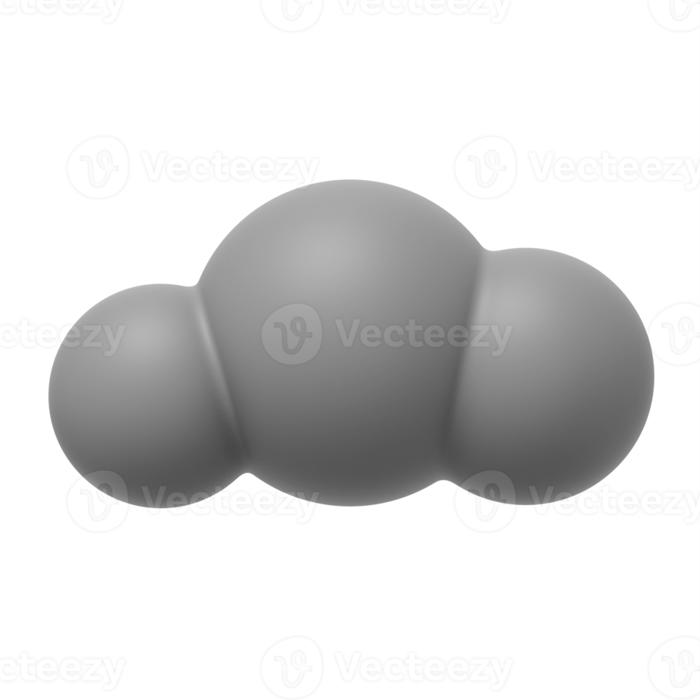 Cartoon gray cloud. 3D rendering. PNG icon on transparent background.